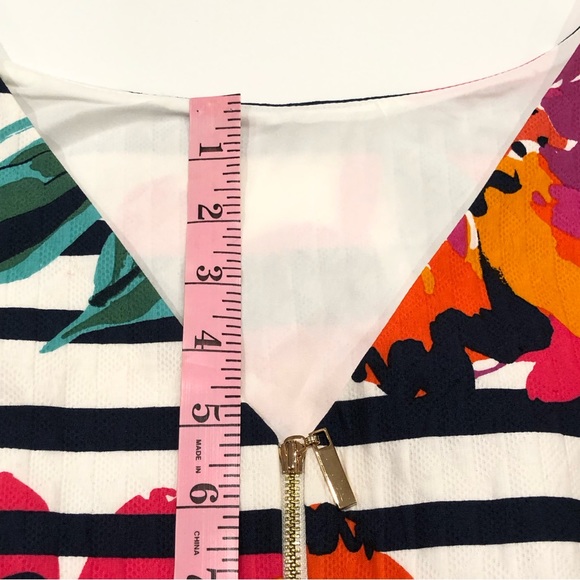 NWT ELIZA J Floral and Striped, 100% Cotton Dress with Cap Sleeves - Picture 10 of 10